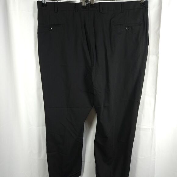Hart Schaffner Marx Mens 42x28 Black Super 100's Wool Pleated Cuffed Dress Pants - Picture 2 of 7